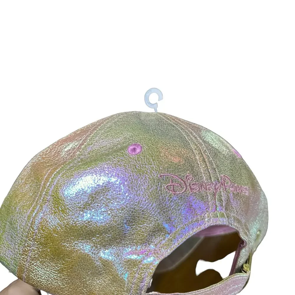 Disney NEW Earidescent Iridescent Mickey Embroidered Baseball Cap Hat Pink OS